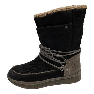 OTBT Black Slope Faux Shearling Lined Leather Boots Women's Size 10 Mid Calf